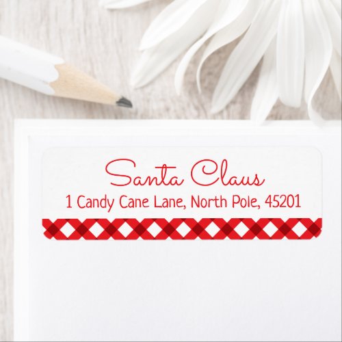 Santa Claus  Plaid Address Label