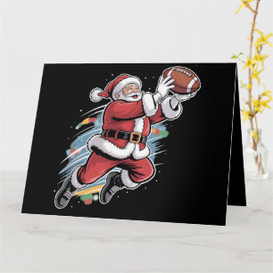 Santa Claus Playing American Football Christmas Card