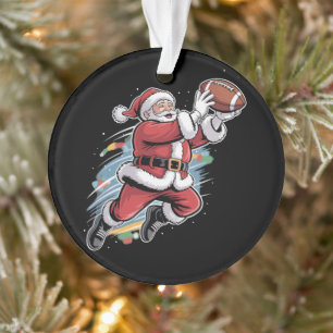 Santa Claus Playing American Football Christmas Ornament