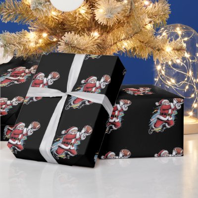 Santa Claus Playing American Football Christmas  Wrapping Paper