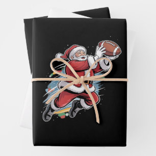 Santa Claus Playing American Football Christmas  Wrapping Paper Sheets