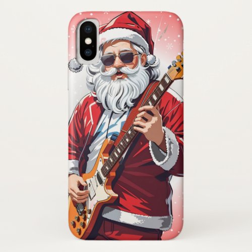 Santa Claus Playing an Electric Guitar _ Festive iPhone X Case