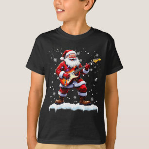 Santa Claus Playing B Guitar Christmas Xmas Music T-Shirt