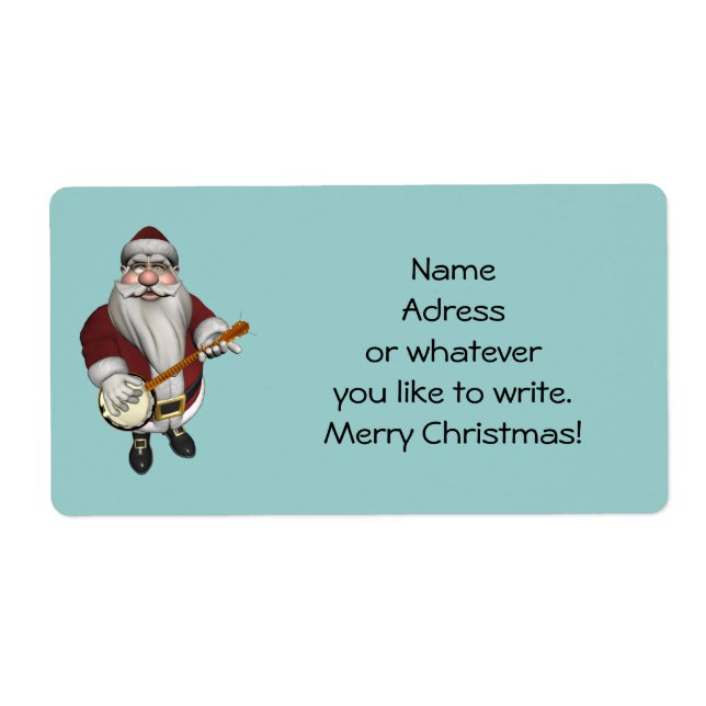 Santa Claus Playing Banjo Label (Front)