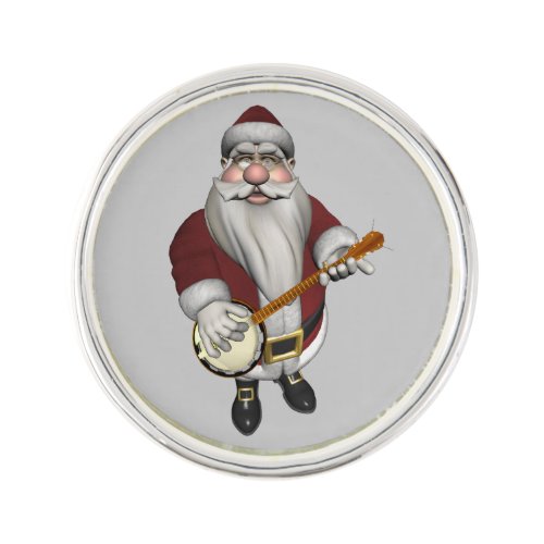 Santa Claus Playing Banjo Lapel Pin