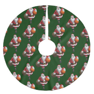 Santa Claus Playing Basketball Brushed Polyester Tree Skirt