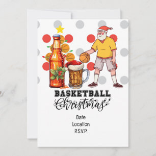 Santa Claus playing Basketball Christmas  Invitation