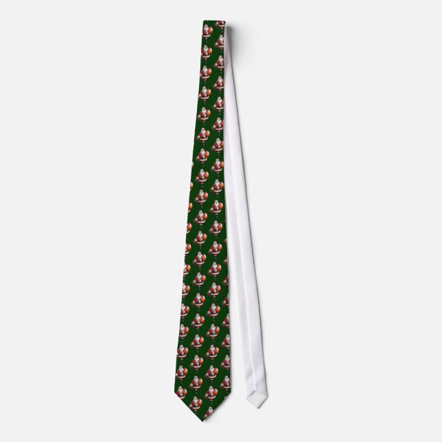 Santa Claus Playing Basketball Tie (Front)