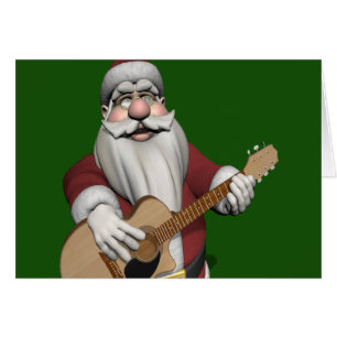 Santa Claus Playing Christmas Songs On His Guitar Cards