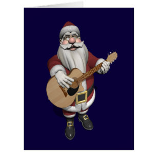 Santa Claus Playing Christmas Songs On His Guitar Cards