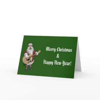 Santa Claus Playing Christmas Songs On His Guitar Holiday Card