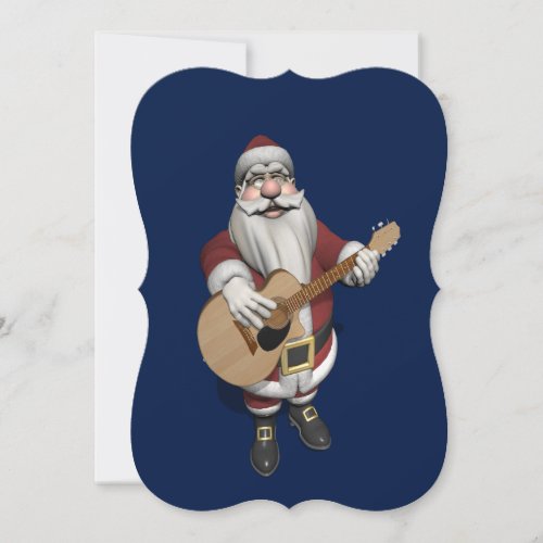 Santa Claus Playing Christmas Songs On His Guitar Holiday Card