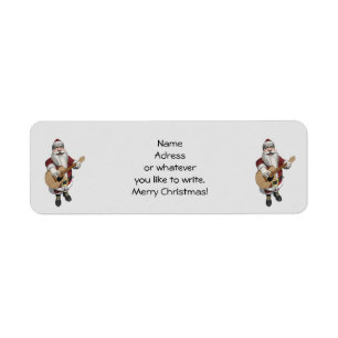 Santa Claus Playing Christmas Songs On His Guitar Label