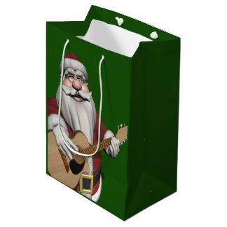 Santa Claus Playing Christmas Songs On His Guitar Medium Gift Bag