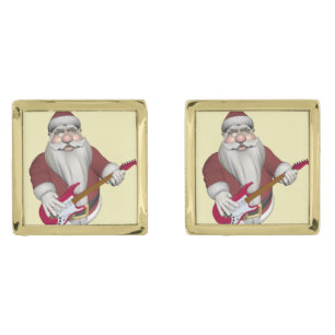 Santa Claus Playing Electric Guitar Cufflinks