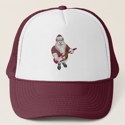 Santa Claus Playing Electric Guitar Trucker Hat