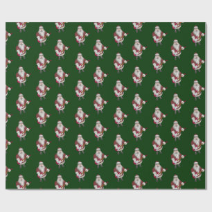 Santa Claus Playing Electric Guitar Wrapping Paper