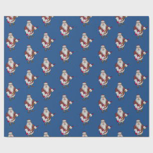 Santa Claus Playing Electric Guitar Wrapping Paper