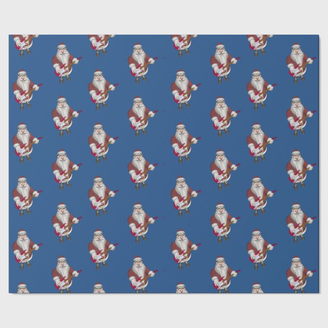 Santa Claus Playing Electric Guitar Wrapping Paper (Seam)