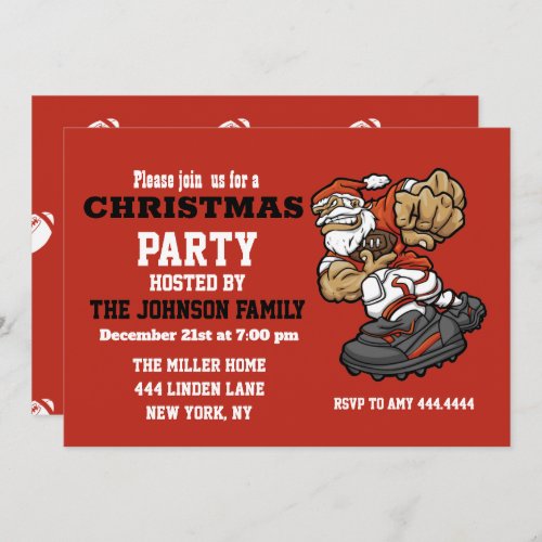 Santa Claus Playing Football illustration Invitation