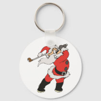 Santa Claus playing golf Keychain