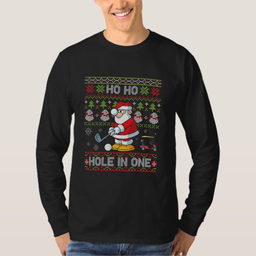 Santa Claus Playing Golf Merry Christmas HO HO T_Shirt
