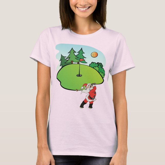 Santa Claus playing golf on the 9th hole T-Shirt (Front)