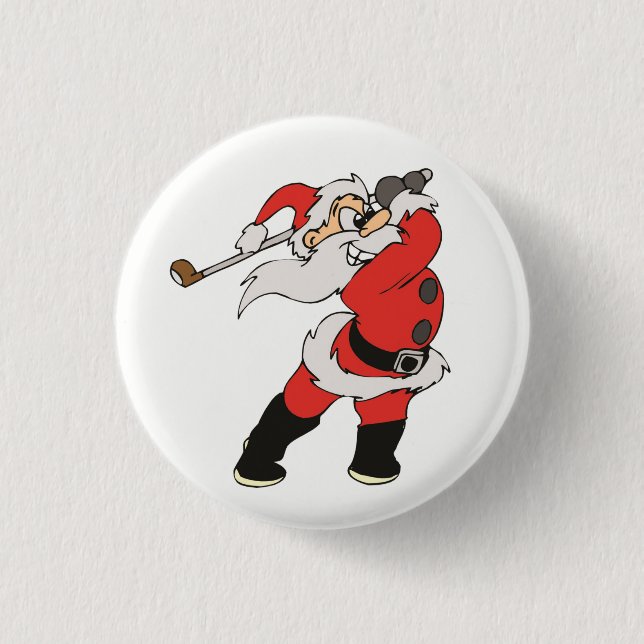 Santa Claus playing golf Pinback Button (Front)