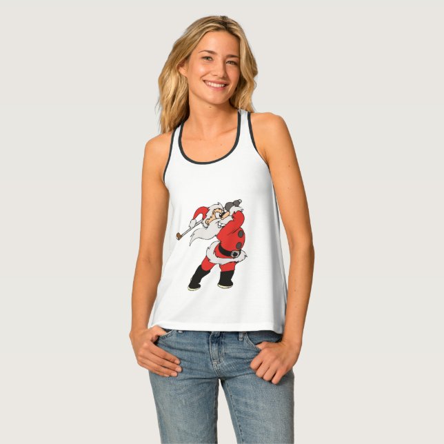 Santa Claus playing golf Tank Top (Front Full)