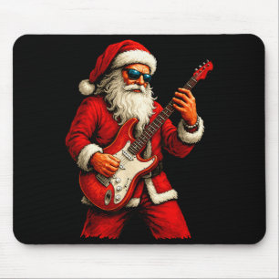 Santa Claus Playing Guitar Funny Christmas Rock Gu Mouse Pad
