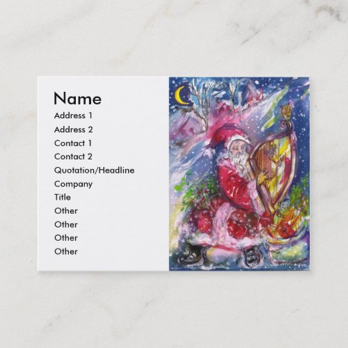 SANTA CLAUS PLAYING HARP IN THE MOONLIGHT BUSINESS CARD