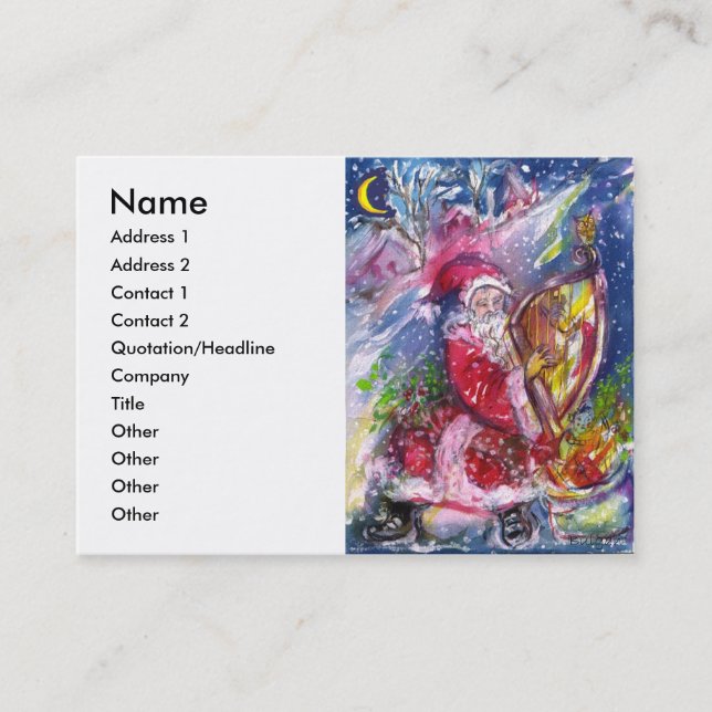 SANTA CLAUS PLAYING HARP IN THE MOONLIGHT BUSINESS CARD (Front)