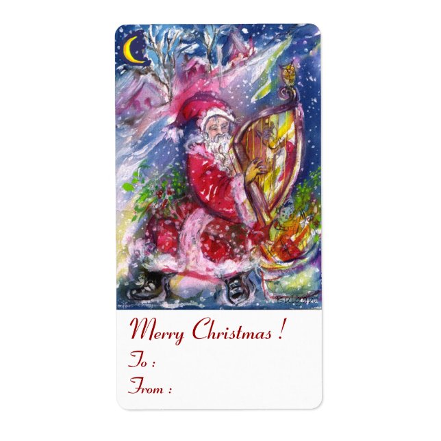 SANTA CLAUS PLAYING HARP IN THE MOONLIGHT LABEL (Front)