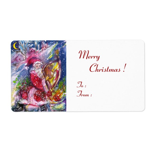 SANTA CLAUS PLAYING HARP IN THE MOONLIGHT LABEL (Front)
