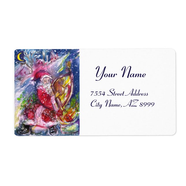 SANTA CLAUS PLAYING HARP IN THE MOONLIGHT LABEL (Front)