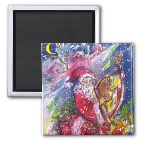 SANTA CLAUS PLAYING HARP IN THE MOONLIGHT MAGNET