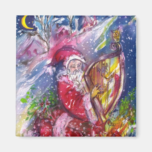 SANTA CLAUS PLAYING HARP IN THE MOONLIGHT MAGNET (Front)
