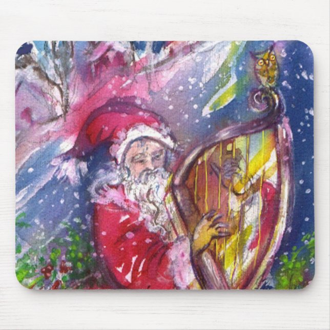 SANTA CLAUS PLAYING HARP IN THE MOONLIGHT MOUSE PAD (Front)