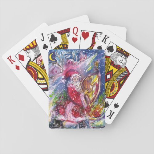 SANTA CLAUS PLAYING HARP IN THE MOONLIGHT PLAYING CARDS