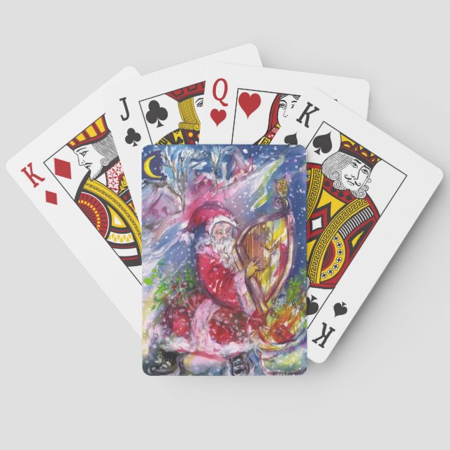 SANTA CLAUS PLAYING HARP IN THE MOONLIGHT POKER CARDS (Back)