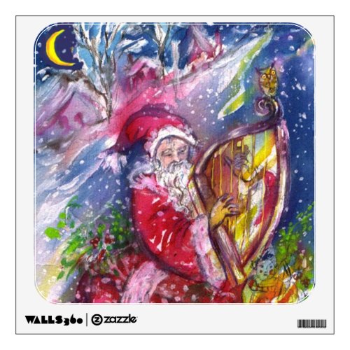 SANTA CLAUS PLAYING HARP IN THE MOONLIGHT WALL STICKER
