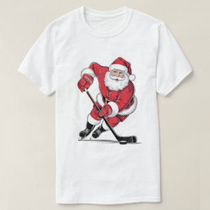 Santa Claus Playing Hockey T-Shirt