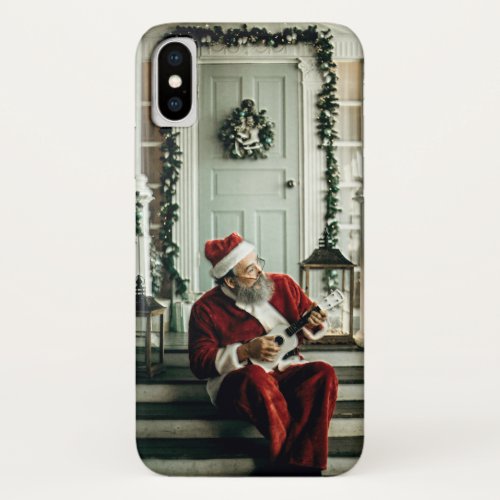 Santa Claus Playing Music iPhone X Case