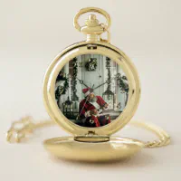 Santa Claus Playing Music Pocket Watch Zazzle