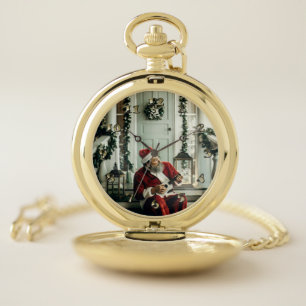 Santa Claus Playing Music Pocket Watch