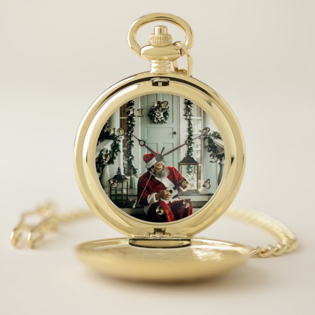 Santa Claus Playing Music Pocket Watch (Inside)
