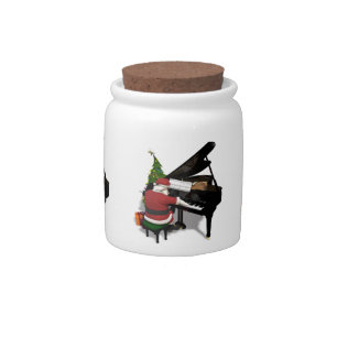 Santa Claus Playing Piano Candy Jar