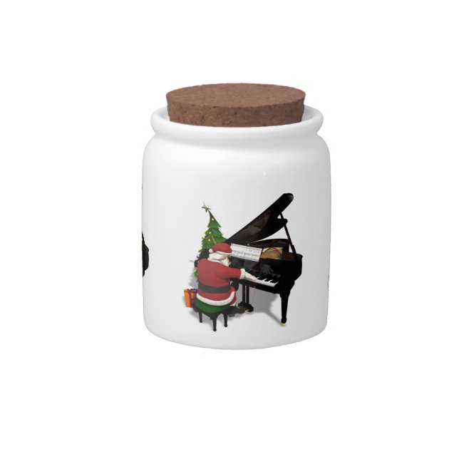 Santa Claus Playing Piano Candy Jar (Front)