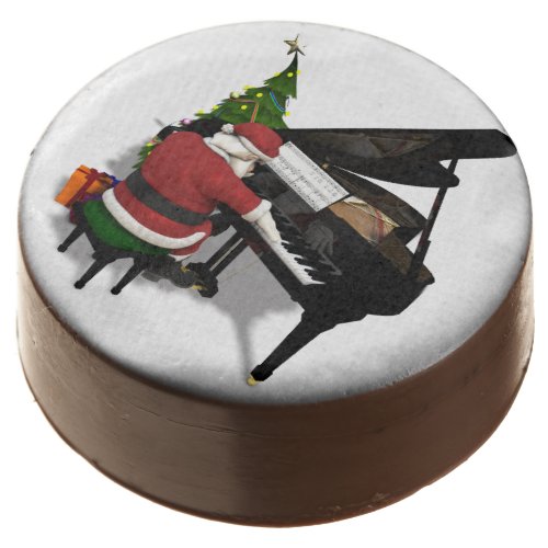 Santa Claus Playing Piano Chocolate Dipped Oreo