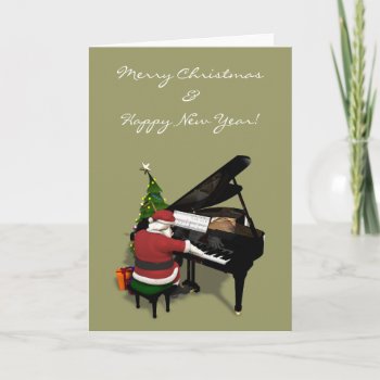 Santa Claus Playing Piano Holiday Card by Emangl3D at Zazzle